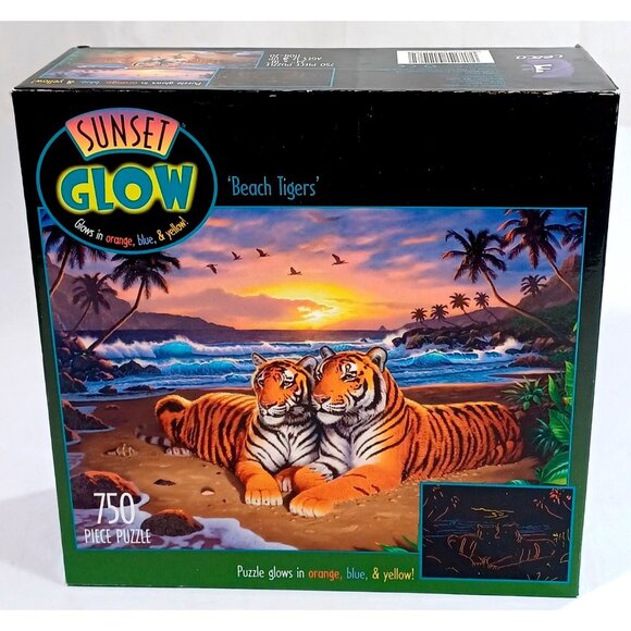 Sunset Glow "Beach Tigers" 750 Piece Jigsaw Puzzle Rare Vintage 2005 Ceaco New! - Picture 3 of 14